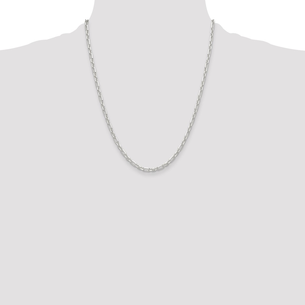 Sterling Silver D/C 4mm 3 Short Plus 1 Long Cable Link Chain (QFL100-22)