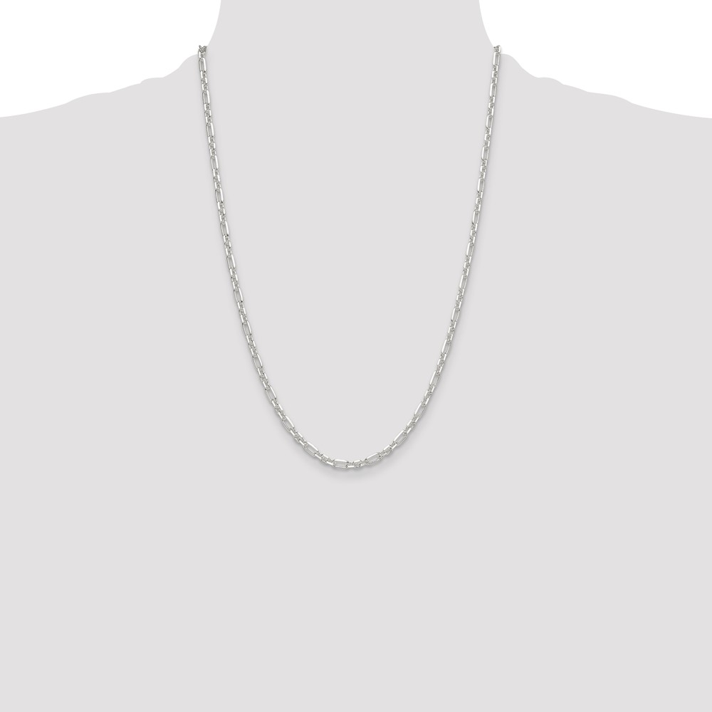 Sterling Silver D/C 4mm 3 Short Plus 1 Long Cable Link Chain (QFL100-24)