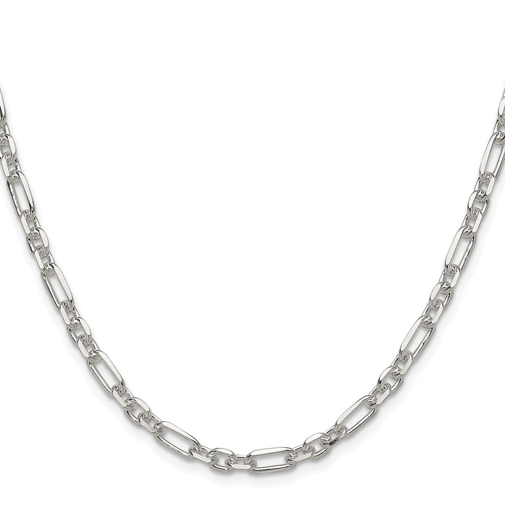 Sterling Silver D/C 4.5mm 3 Short Plus 1 Long Cable Link Chain (QFL120-16)