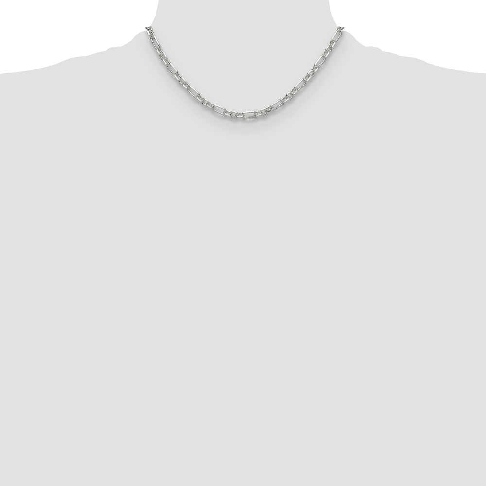 Sterling Silver D/C 4.5mm 3 Short Plus 1 Long Cable Link Chain (QFL120-16)