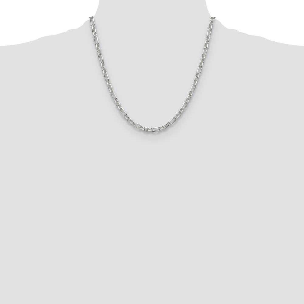 Sterling Silver D/C 4.5mm 3 Short Plus 1 Long Cable Link Chain (QFL120-20)