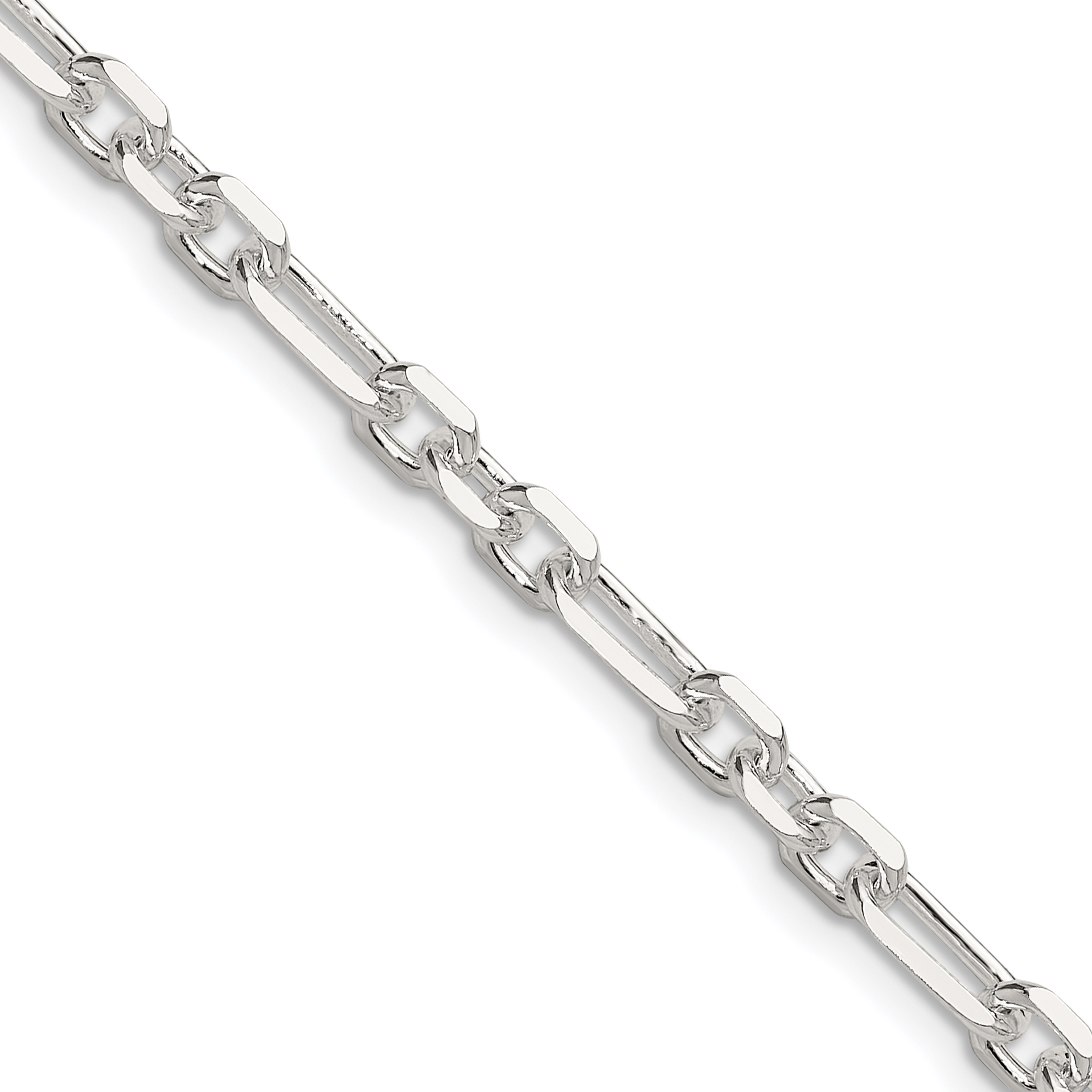 Sterling Silver D/C 4.5mm 3 Short Plus 1 Long Cable Link Chain (QFL120-16)