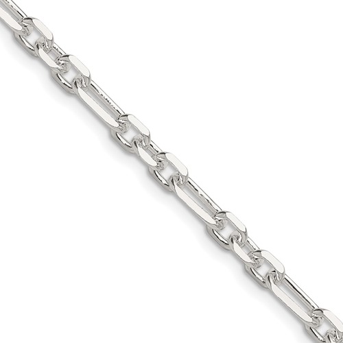 Sterling Silver D/C 4.5mm 3 Short Plus 1 Long Cable Link Chain