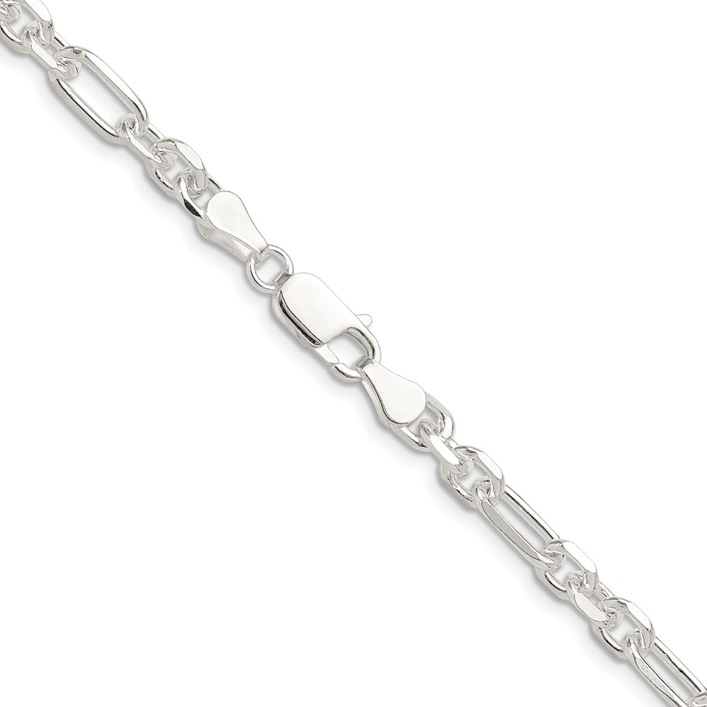 Sterling Silver D/C 6mm 3 Short Plus 1 Long Cable Link Chain (QFL150-20)