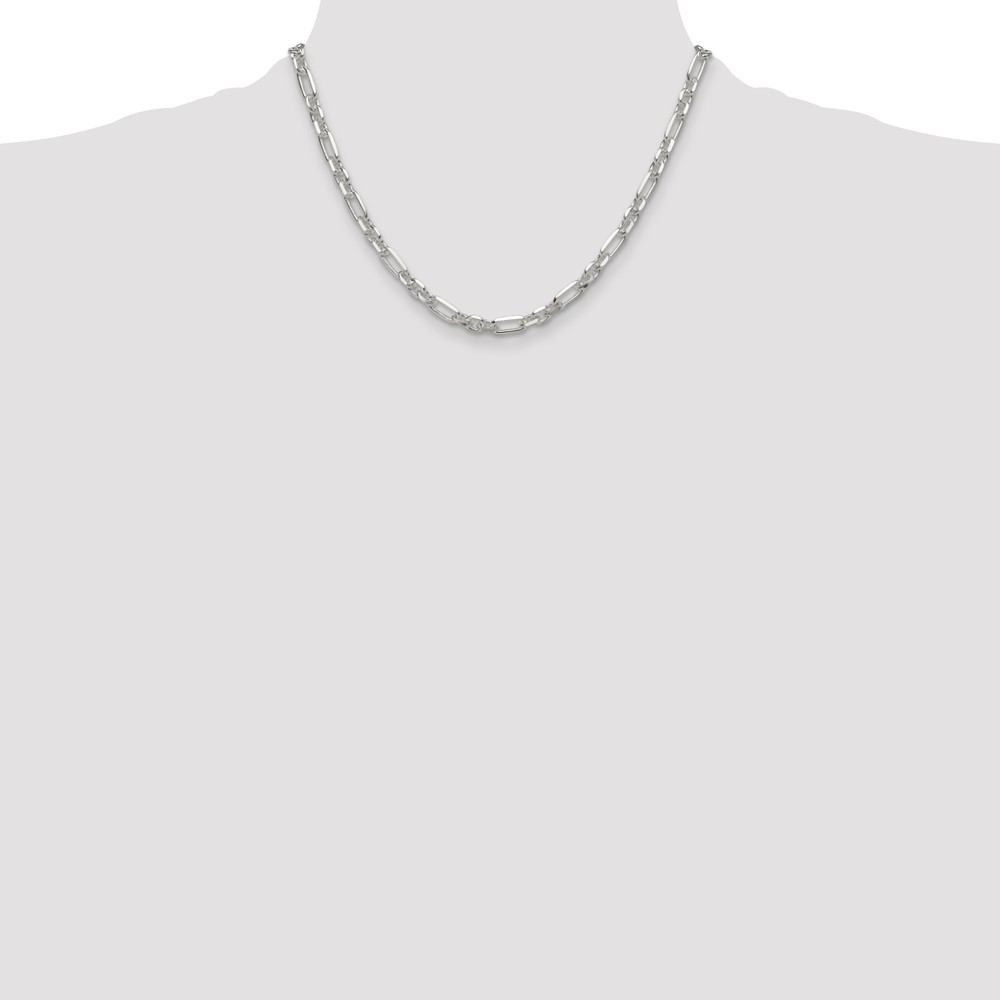 Sterling Silver D/C 6mm 3 Short Plus 1 Long Cable Link Chain (QFL150-18)