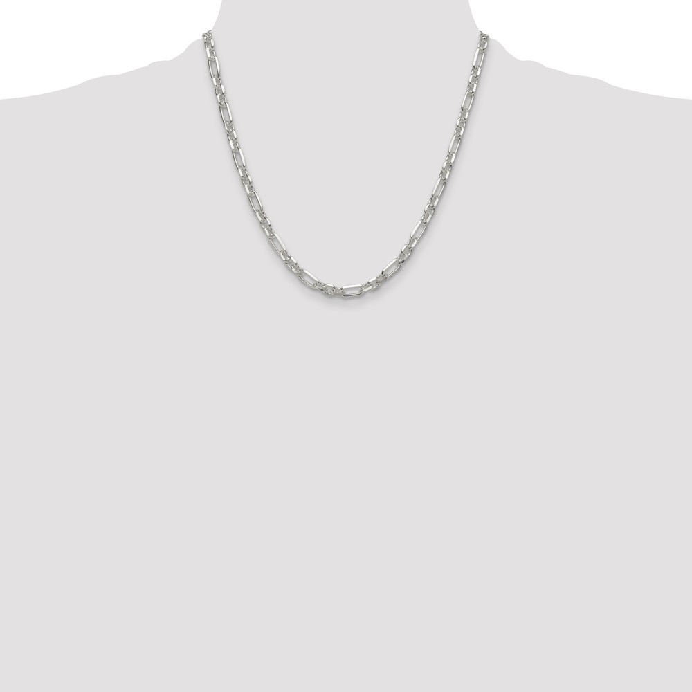 Sterling Silver D/C 6mm 3 Short Plus 1 Long Cable Link Chain (QFL150-20)