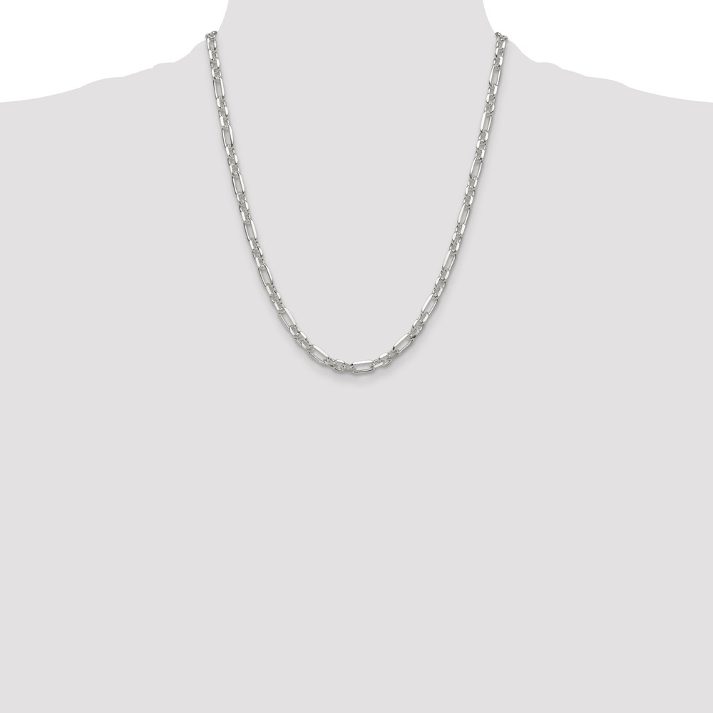 Sterling Silver D/C 6mm 3 Short Plus 1 Long Cable Link Chain (QFL150-22)
