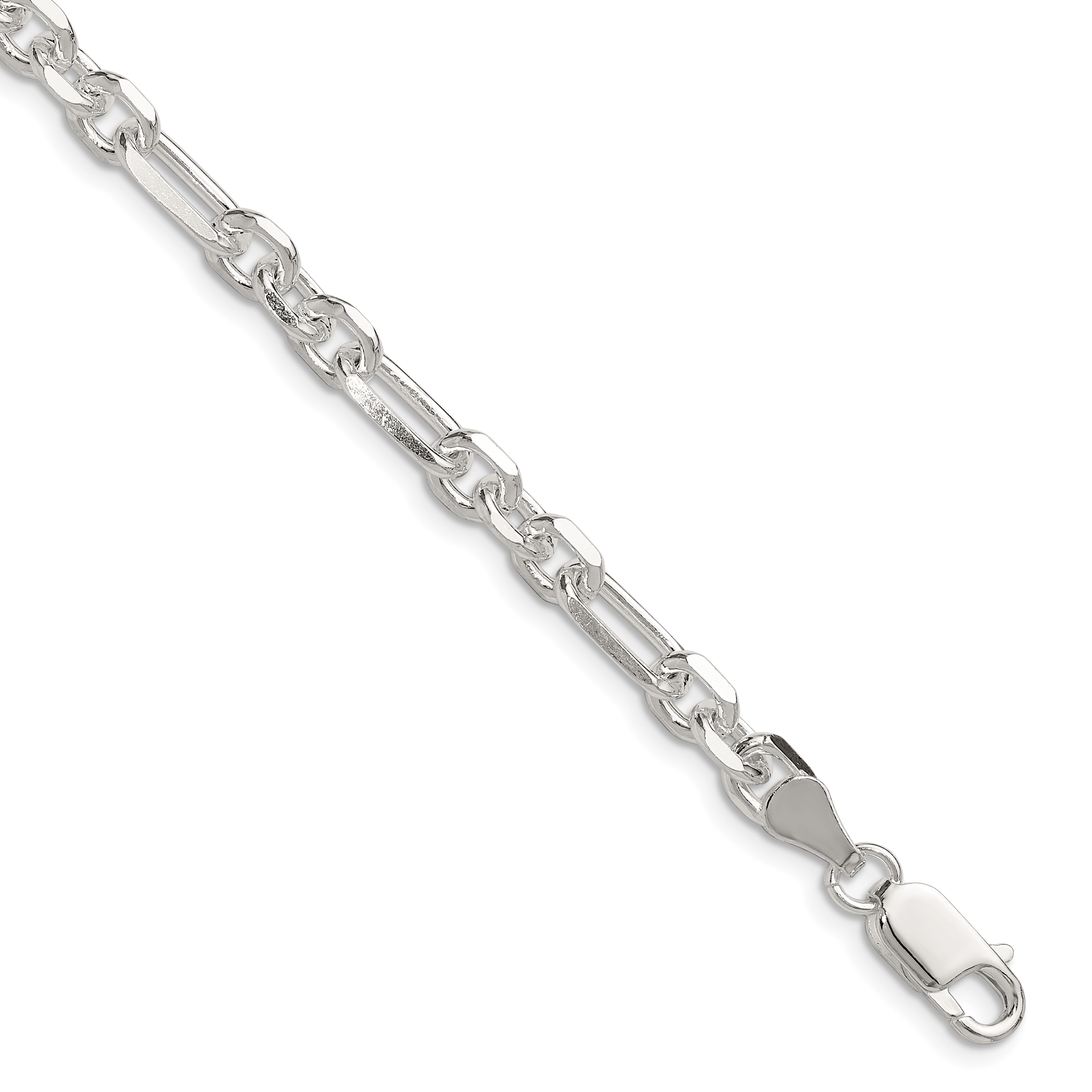 Sterling Silver D/C 6mm 3 Short Plus 1 Long Cable Link Chain (QFL150-8)