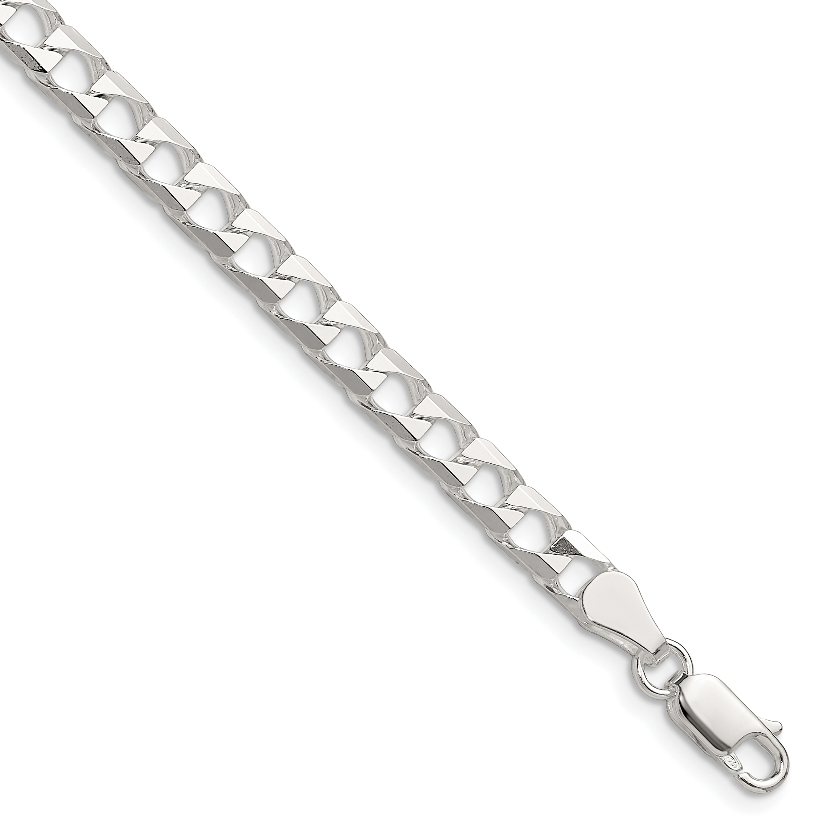 Sterling Silver 5mm D/C Square Curb Chain (QFOC180-7)