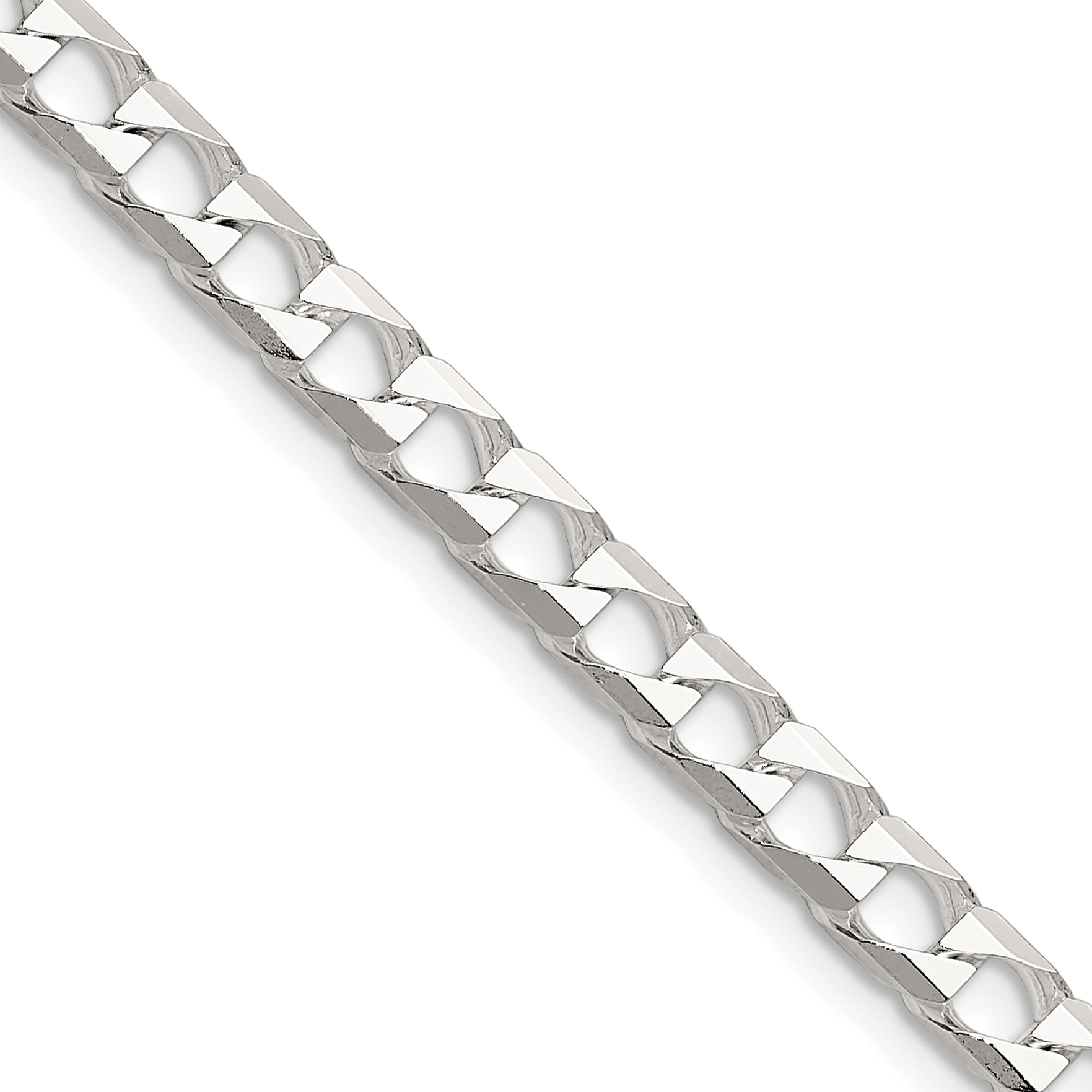 Sterling Silver 5mm D/C Square Curb Chain (QFOC180-24)