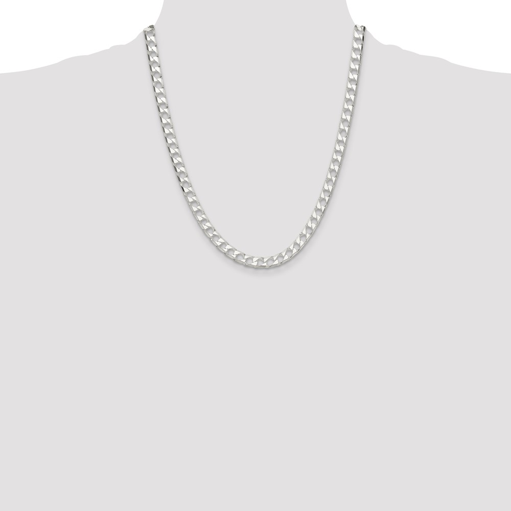 Sterling Silver 5.75mm D/C Square Curb Chain (QFOC200-22)