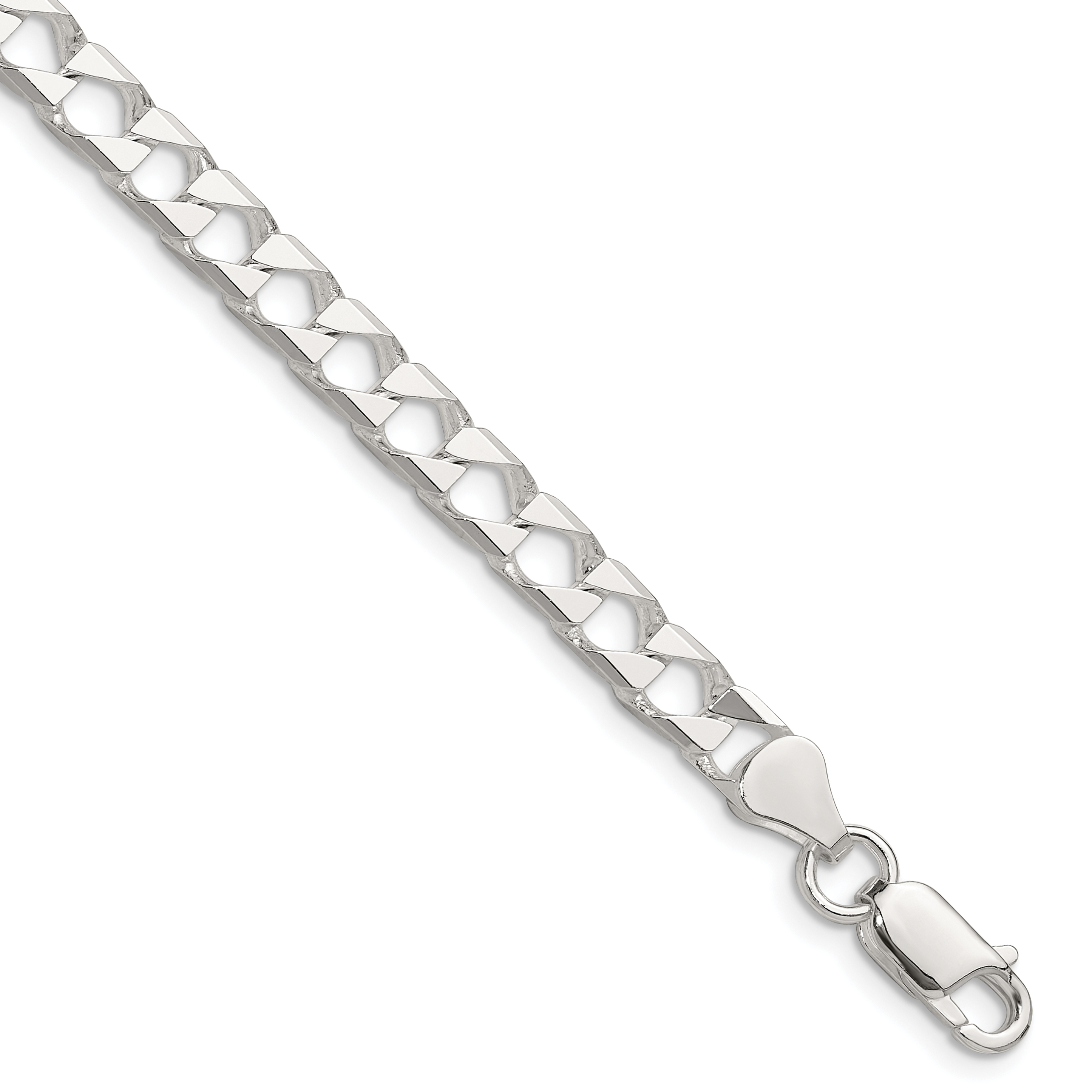 Sterling Silver 5.75mm D/C Square Curb Chain (QFOC200-7)