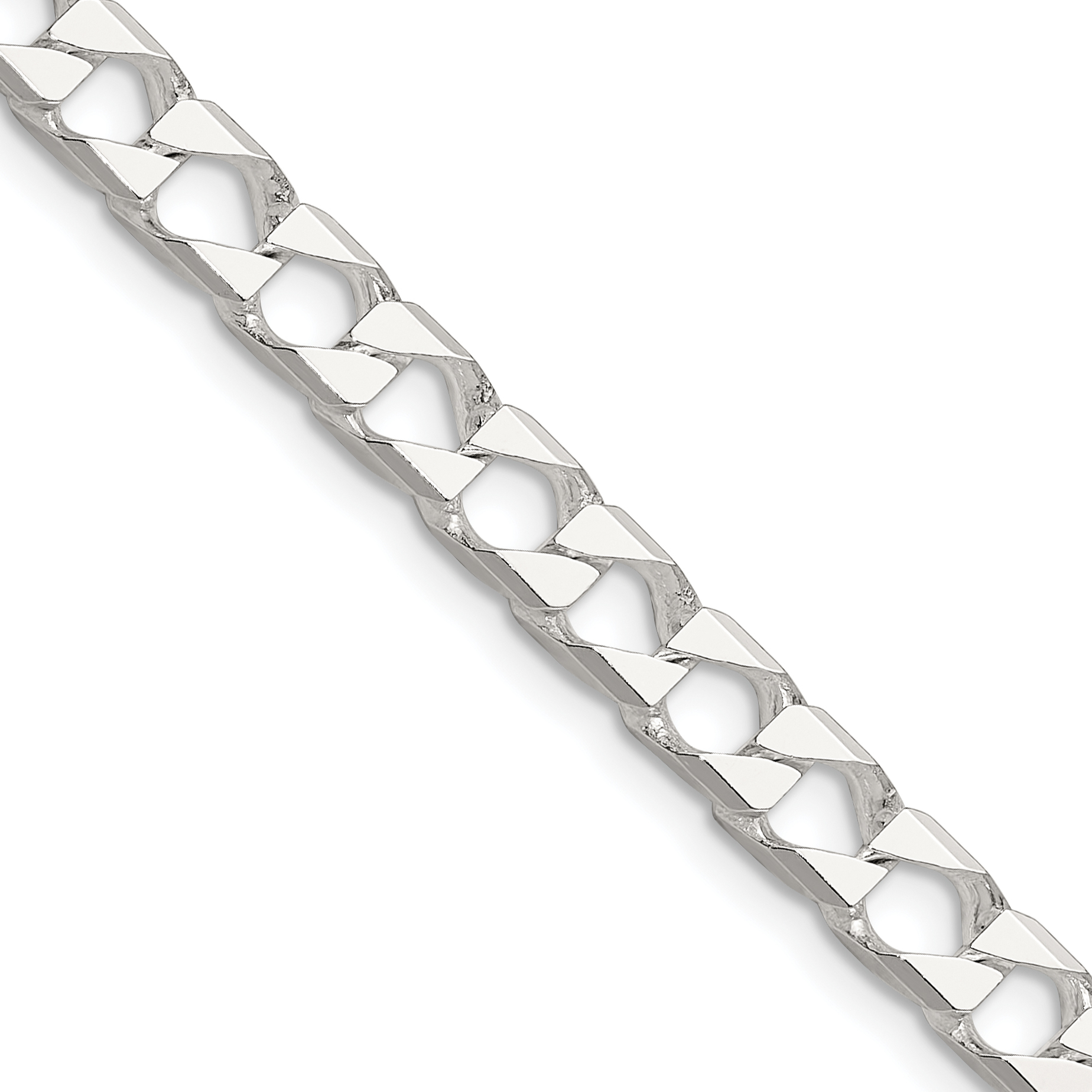 Sterling Silver 5.75mm D/C Square Curb Chain (QFOC200-18)