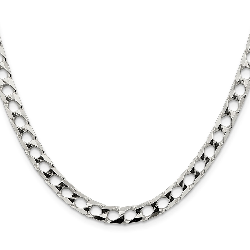 Sterling Silver 6.25mm D/C Square Curb Chain (QFOC220-24)