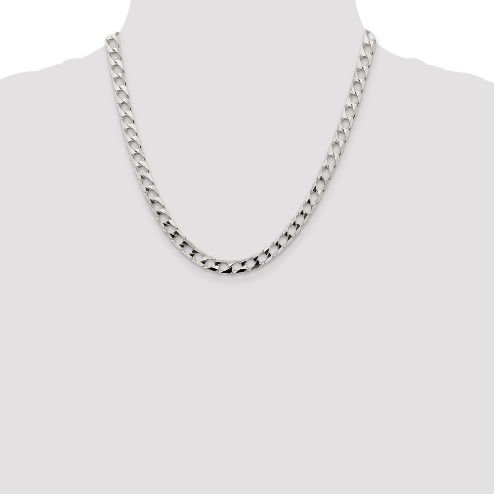 Sterling Silver 6.25mm D/C Square Curb Chain (QFOC220-20)
