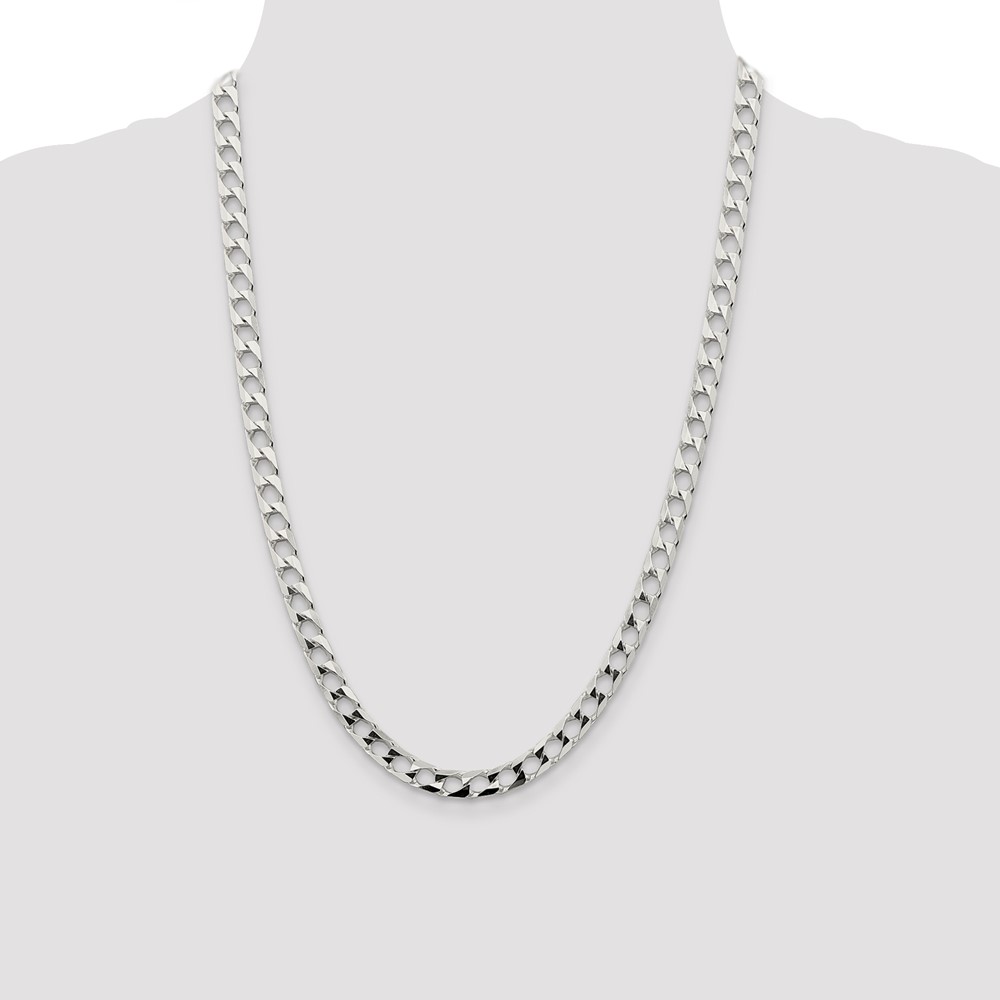 Sterling Silver 6.25mm D/C Square Curb Chain (QFOC220-24)