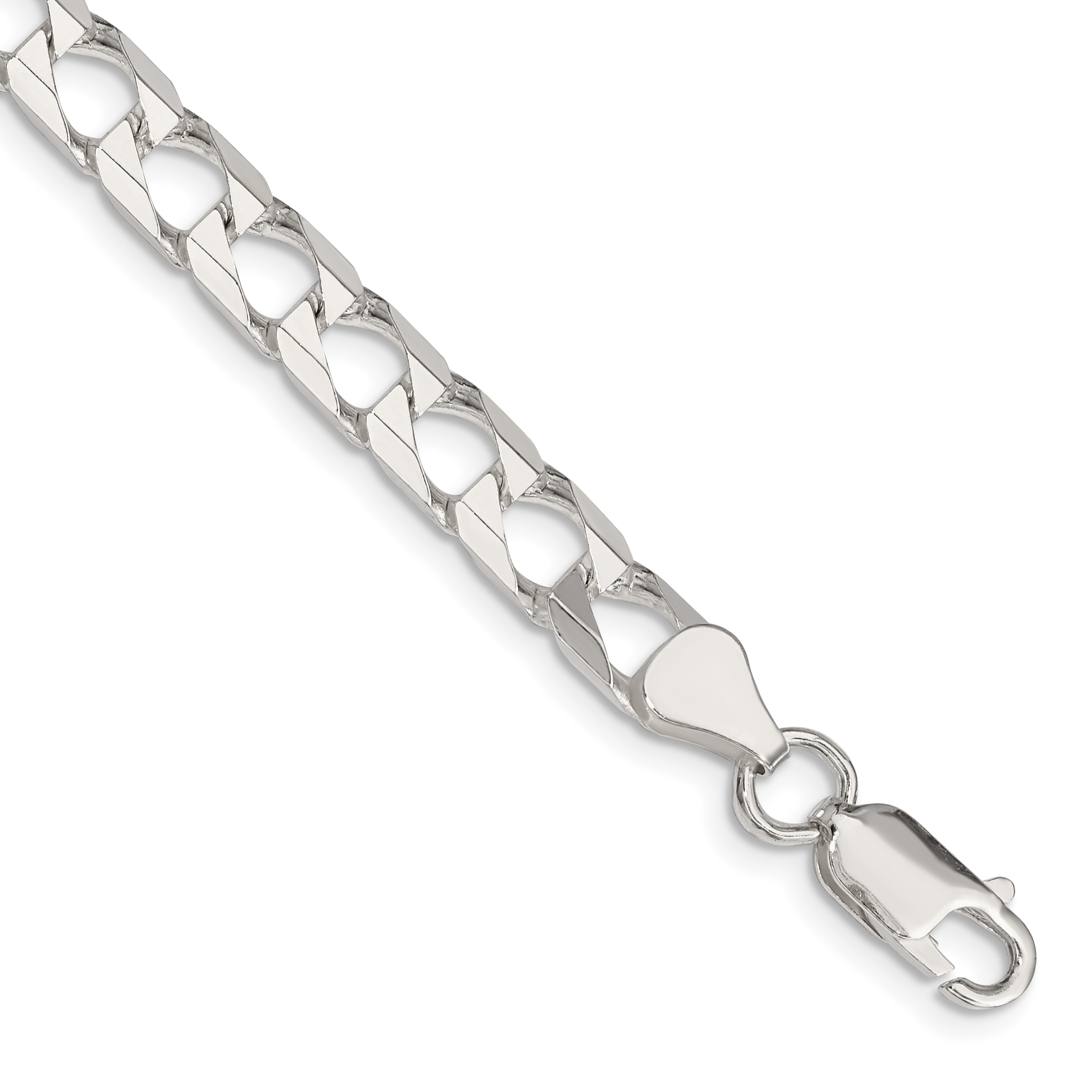 Sterling Silver 6.25mm D/C Square Curb Chain (QFOC220-7)