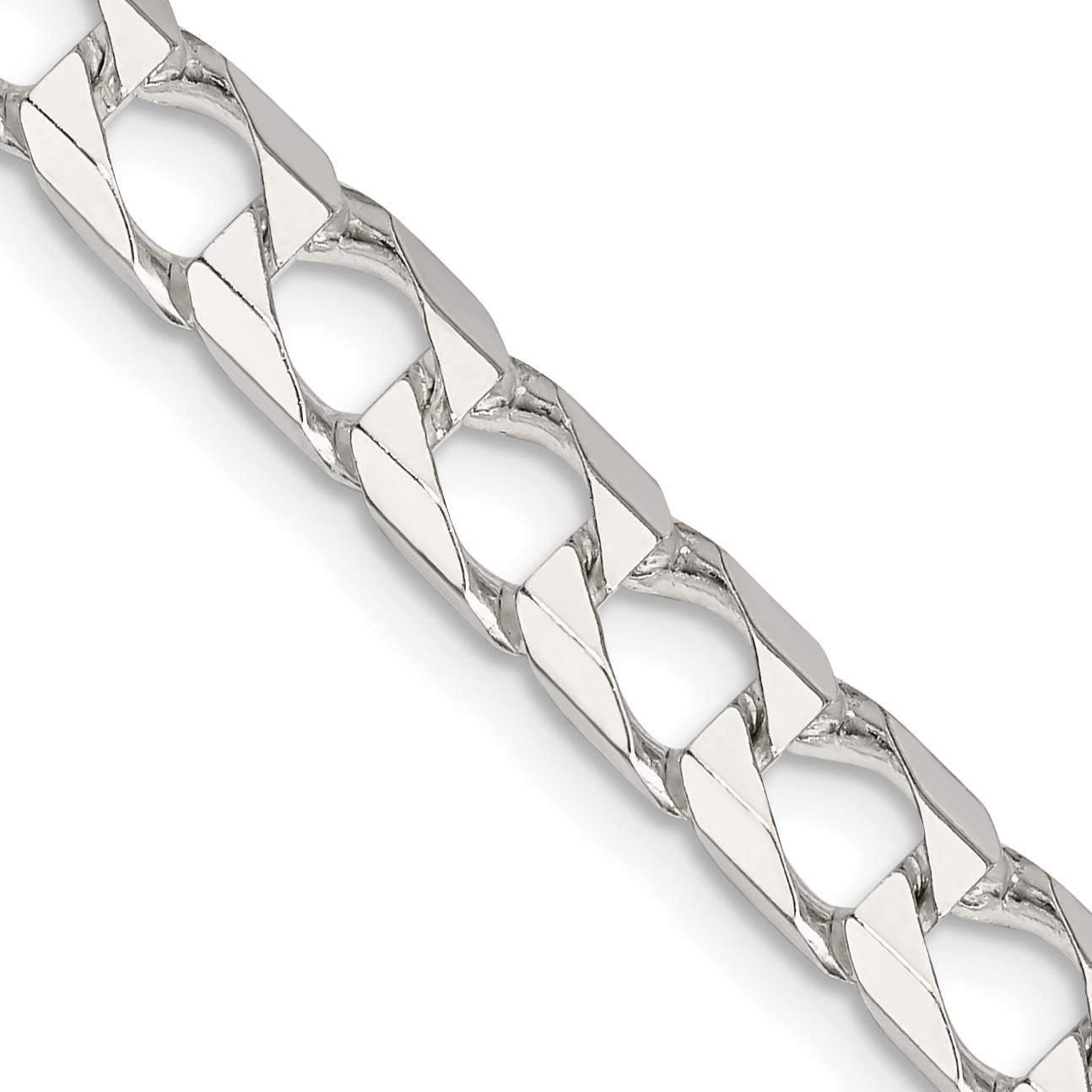 Sterling Silver 6.25mm D/C Square Curb Chain (QFOC220-22)
