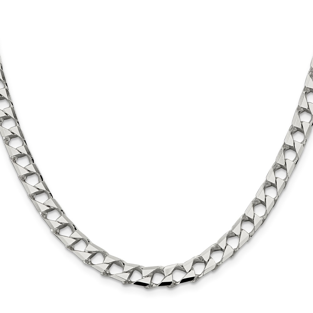 Sterling Silver 7.2mm D/C Square Curb Chain (QFOC250-24)