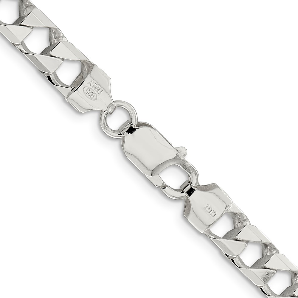 Sterling Silver 7.2mm D/C Square Curb Chain (QFOC250-24)