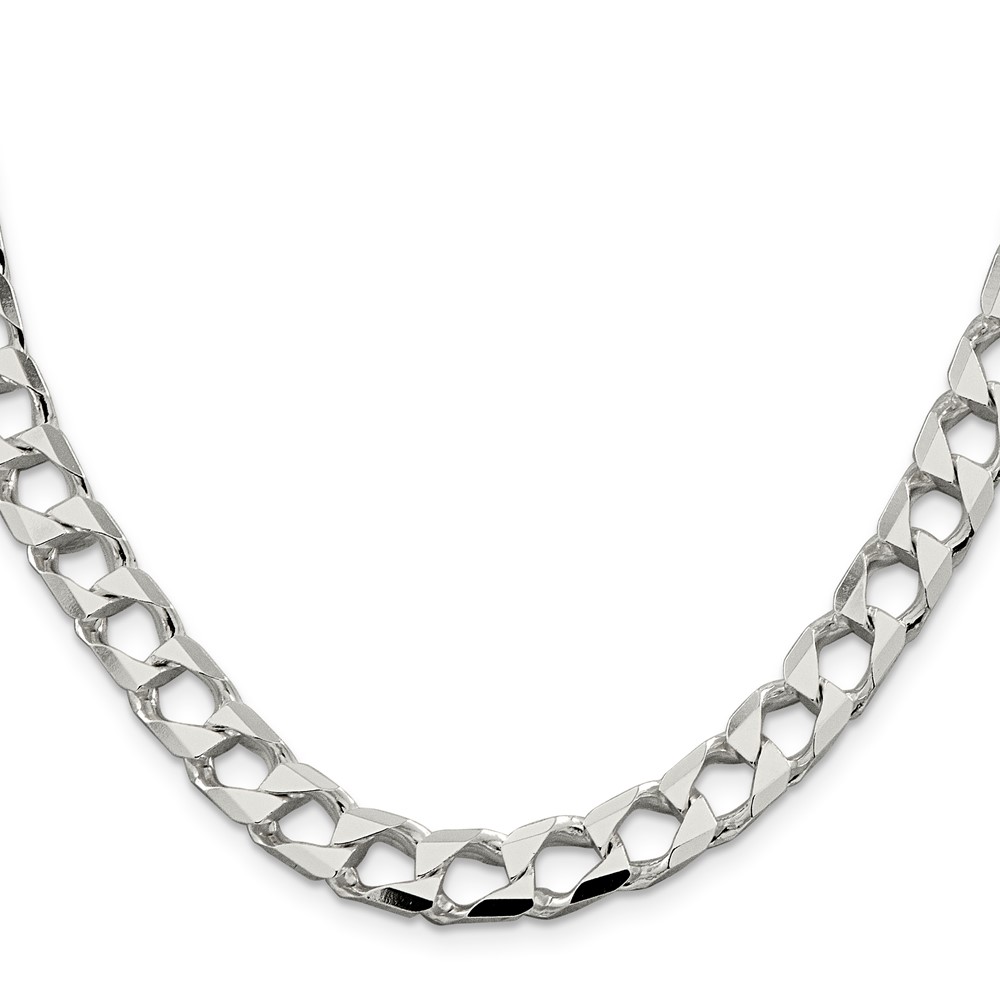 Sterling Silver 8.6mm D/C Square Curb Chain (QFOC300-22)