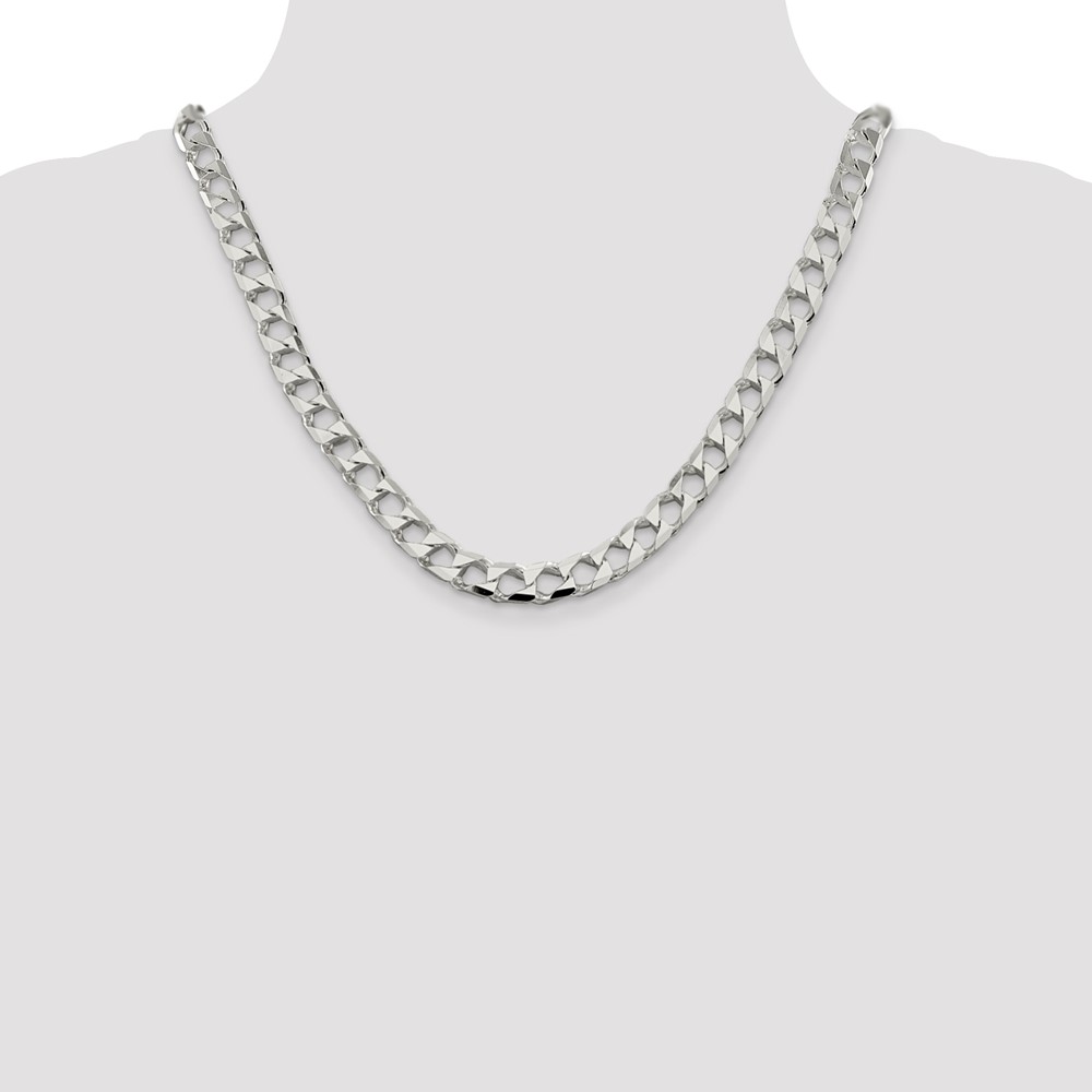 Sterling Silver 8.6mm D/C Square Curb Chain (QFOC300-20)