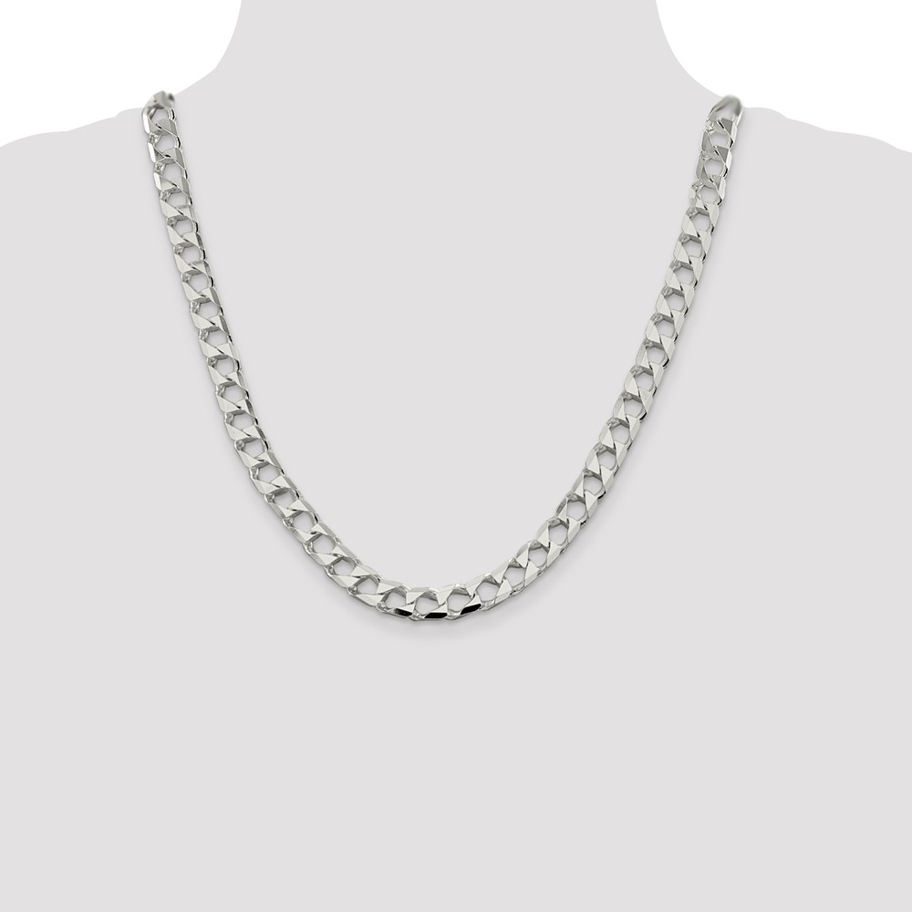 Sterling Silver 8.6mm D/C Square Curb Chain (QFOC300-22)