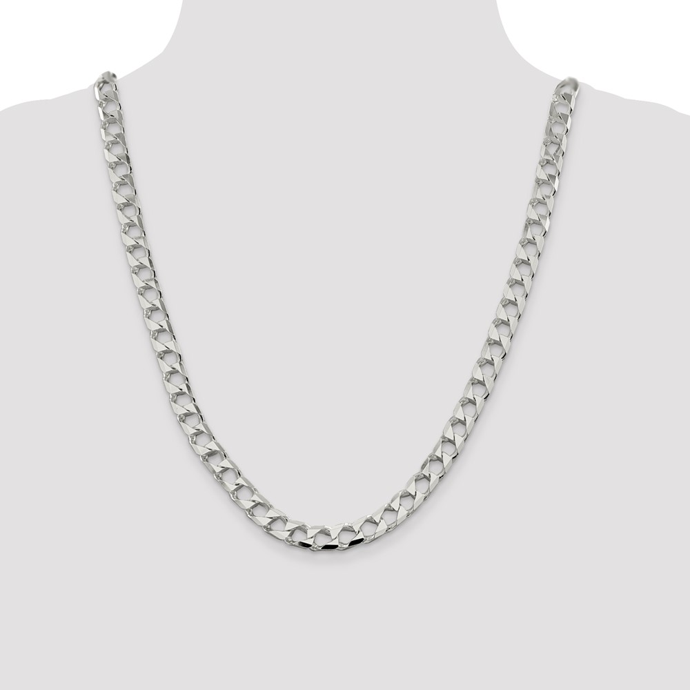 Sterling Silver 8.6mm D/C Square Curb Chain (QFOC300-24)