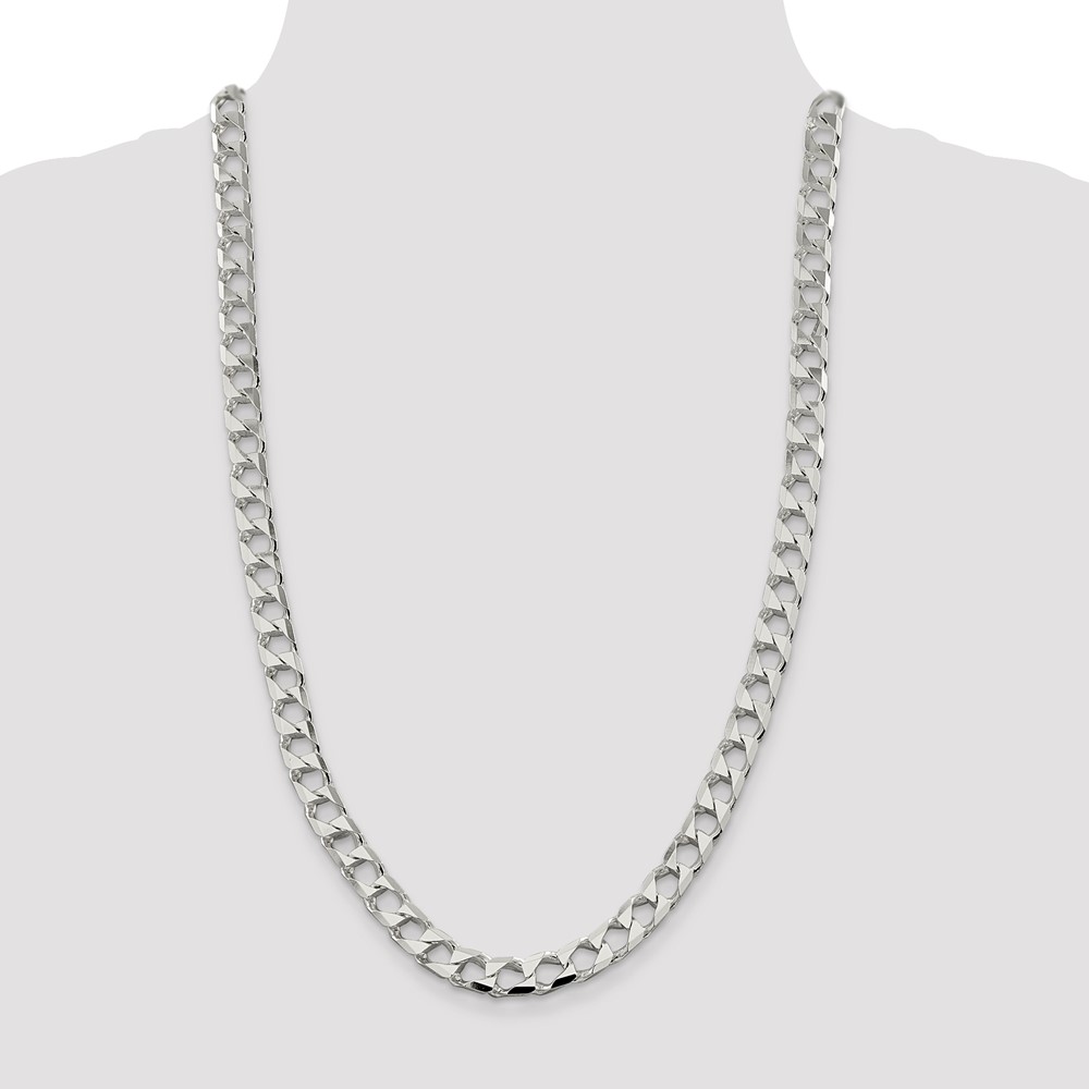 Sterling Silver 8.6mm D/C Square Curb Chain (QFOC300-26)