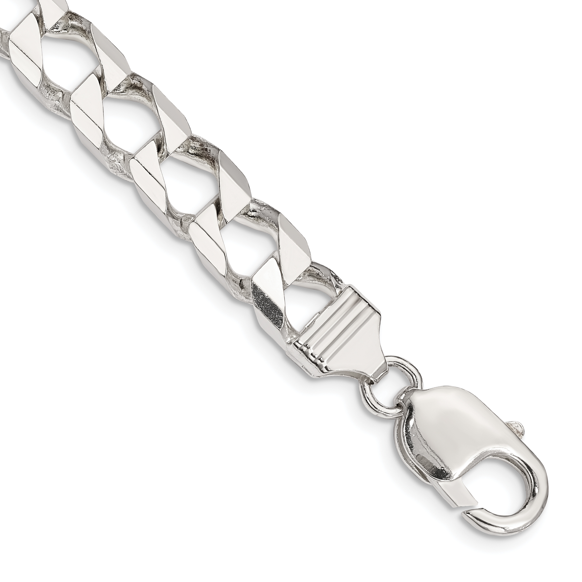 Sterling Silver 8.6mm D/C Square Curb Chain (QFOC300-8)