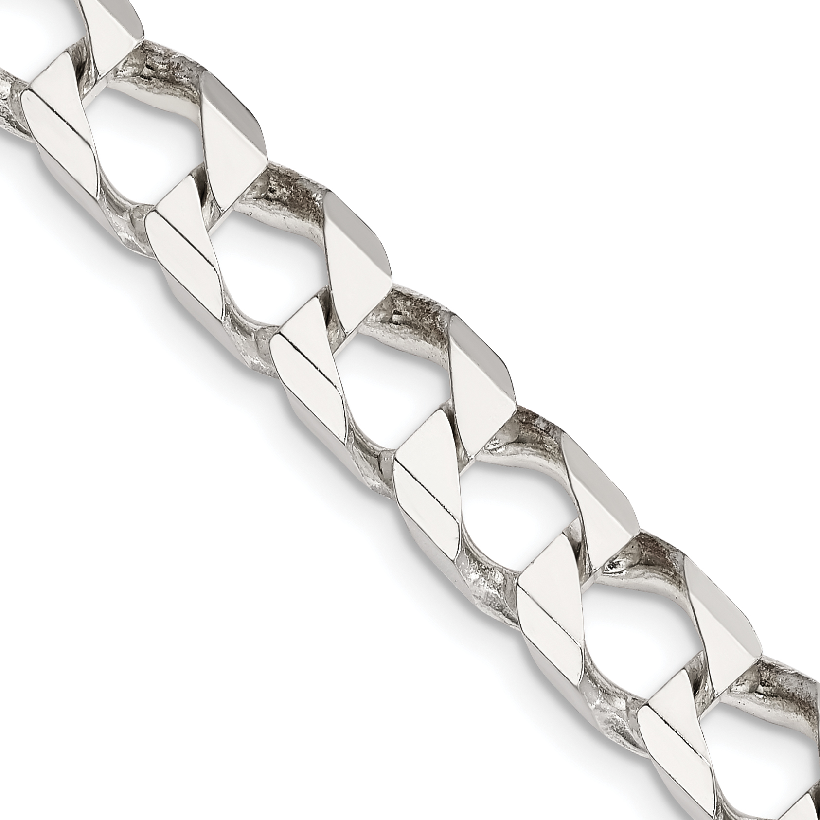 Sterling Silver 8.6mm D/C Square Curb Chain (QFOC300-20)
