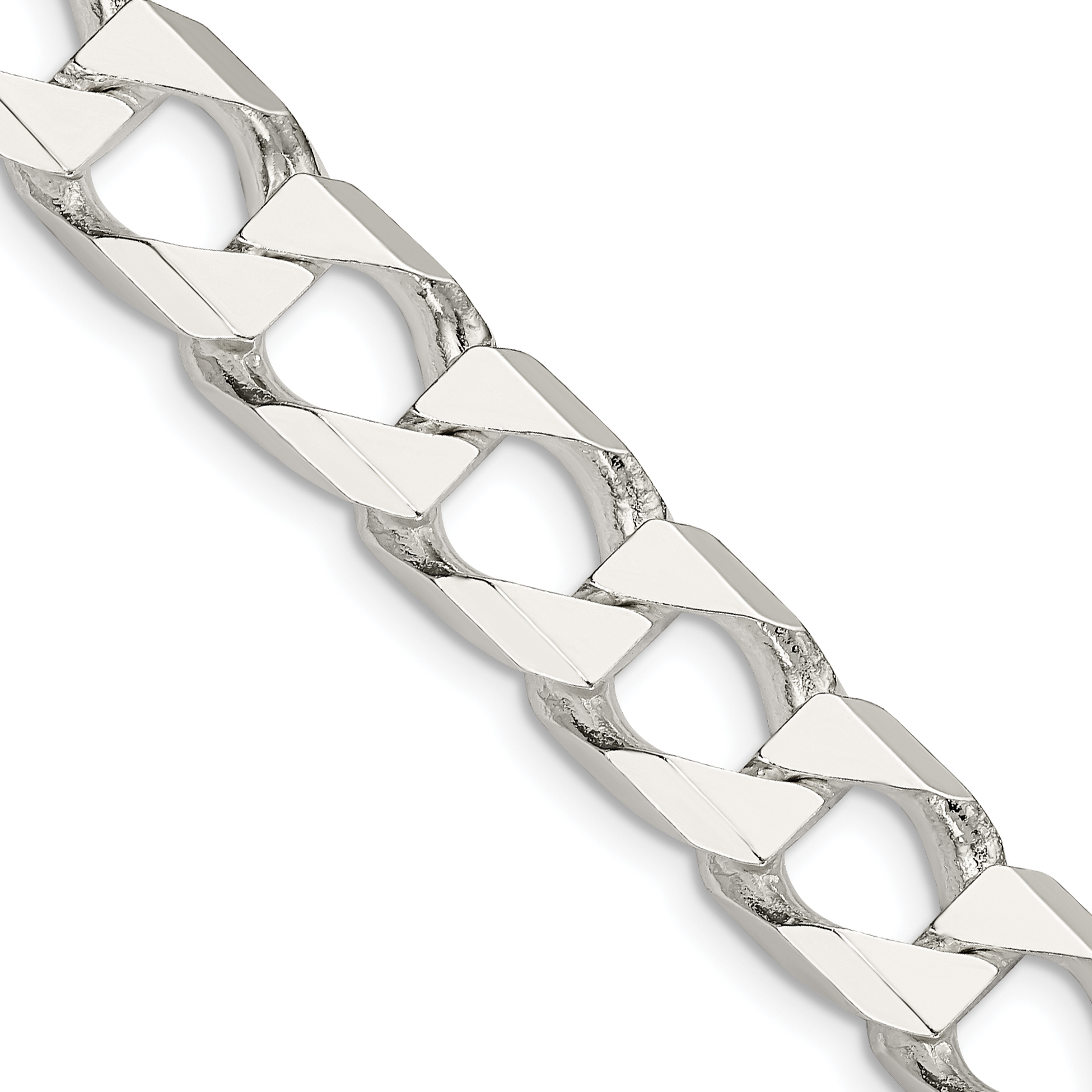 Sterling Silver 10.3mm D/C Square Curb Chain (QFOC350-20)