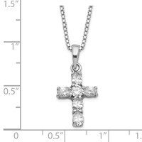 Sterling Silver Rhodium-plated CZ Cross on Box Chain Necklace, 16" view 4