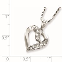 Sterling Silver Rhodium-plated Fancy CZ Open Heart Necklace, 16" view 3