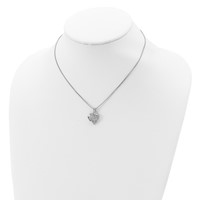 Sterling Silver Rhodium-plated Fancy CZ Open Heart Necklace, 16" view 4