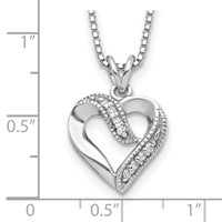 Sterling Silver Rhodium-plated Fancy CZ Open Heart Necklace, 16" view 5