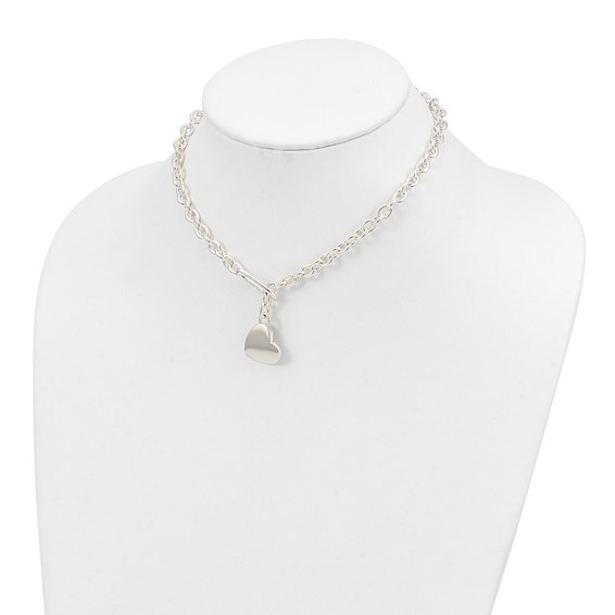 Sterling Silver Heart Fancy Link Necklace