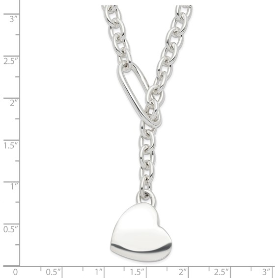 Sterling Silver Heart Fancy Link Necklace