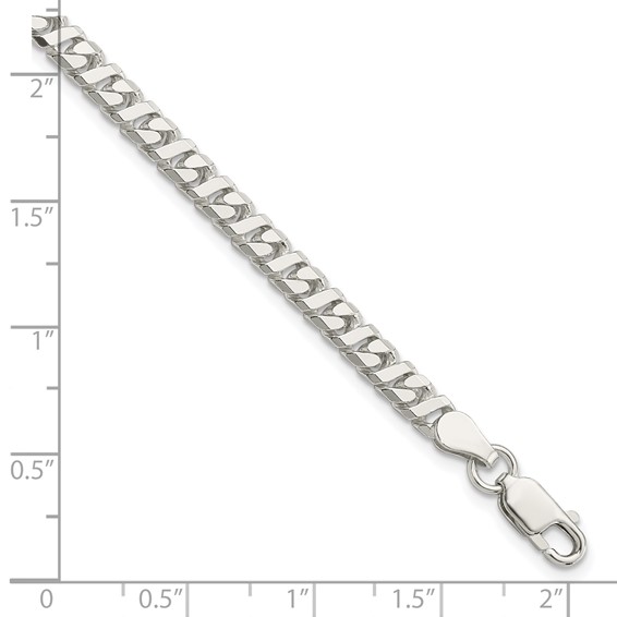 Sterling Silver 4.25mm Fancy Flat Link Bracelet