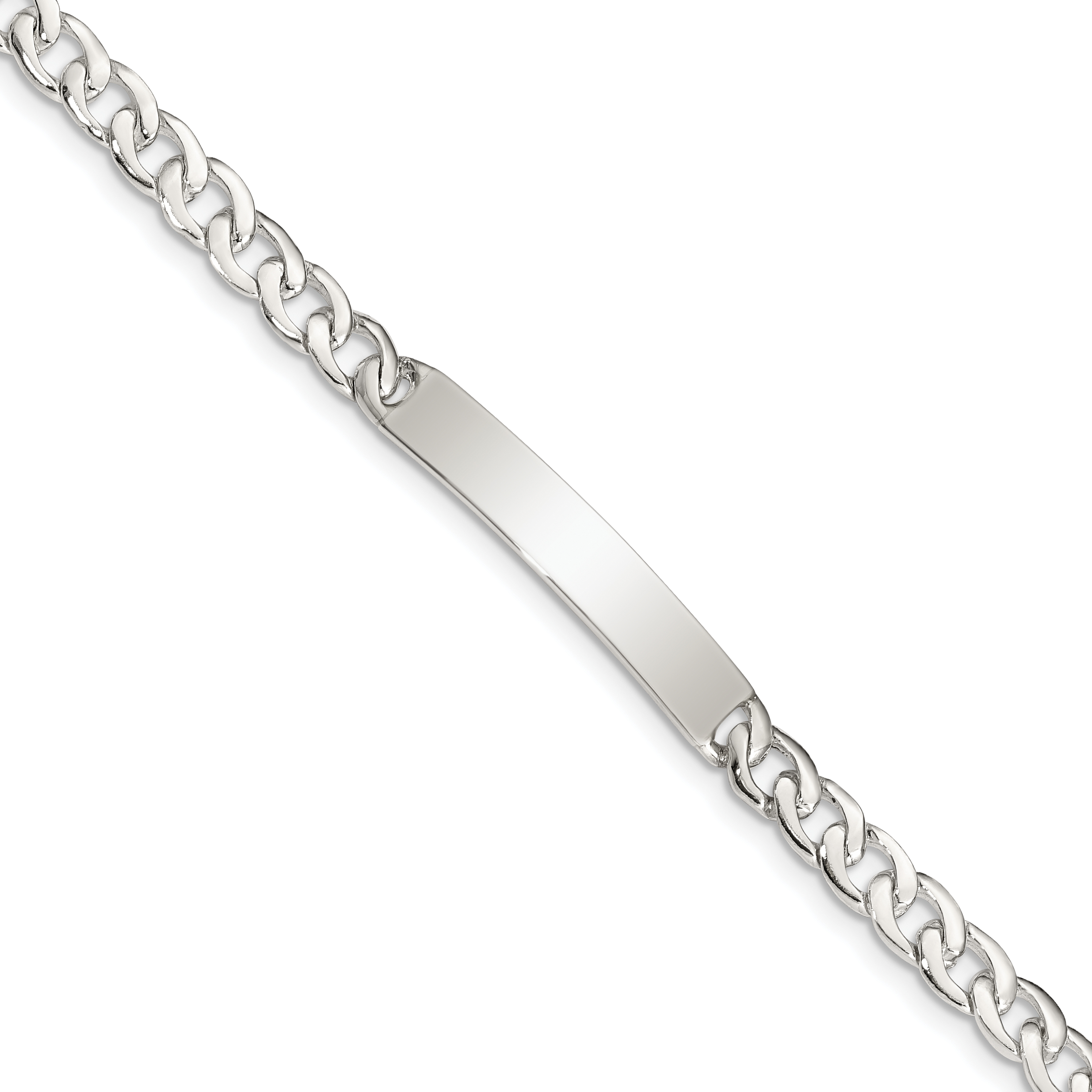 Sterling Silver Small ID Plate, Curb Link Bracelet (QG1145-7.25)