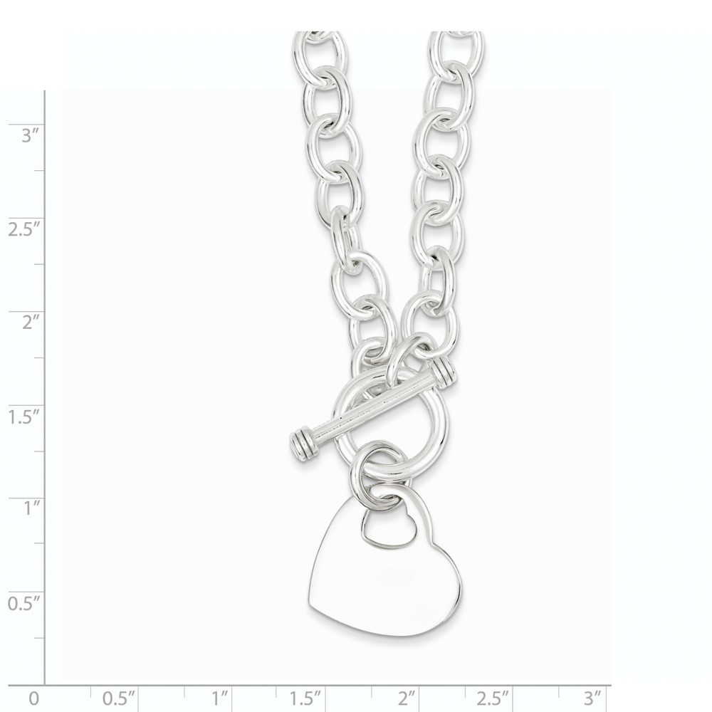 Sterling Silver Engraveable Heart Disc on Fancy Link Toggle Bracelet (QG1153-8.75)