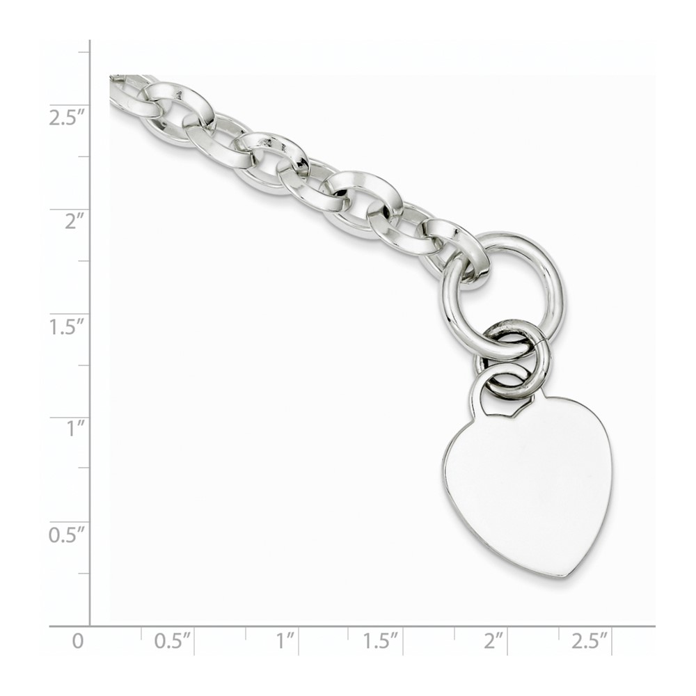 Sterling Silver Engraveable Heart Disc on Fancy Link Toggle Bracelet (QG1155-7.75)
