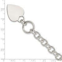 Sterling Silver Engravable 29x 22mm Heart Disc on Fancy Rolo Link Toggle Bracelet, 7.75" view 4