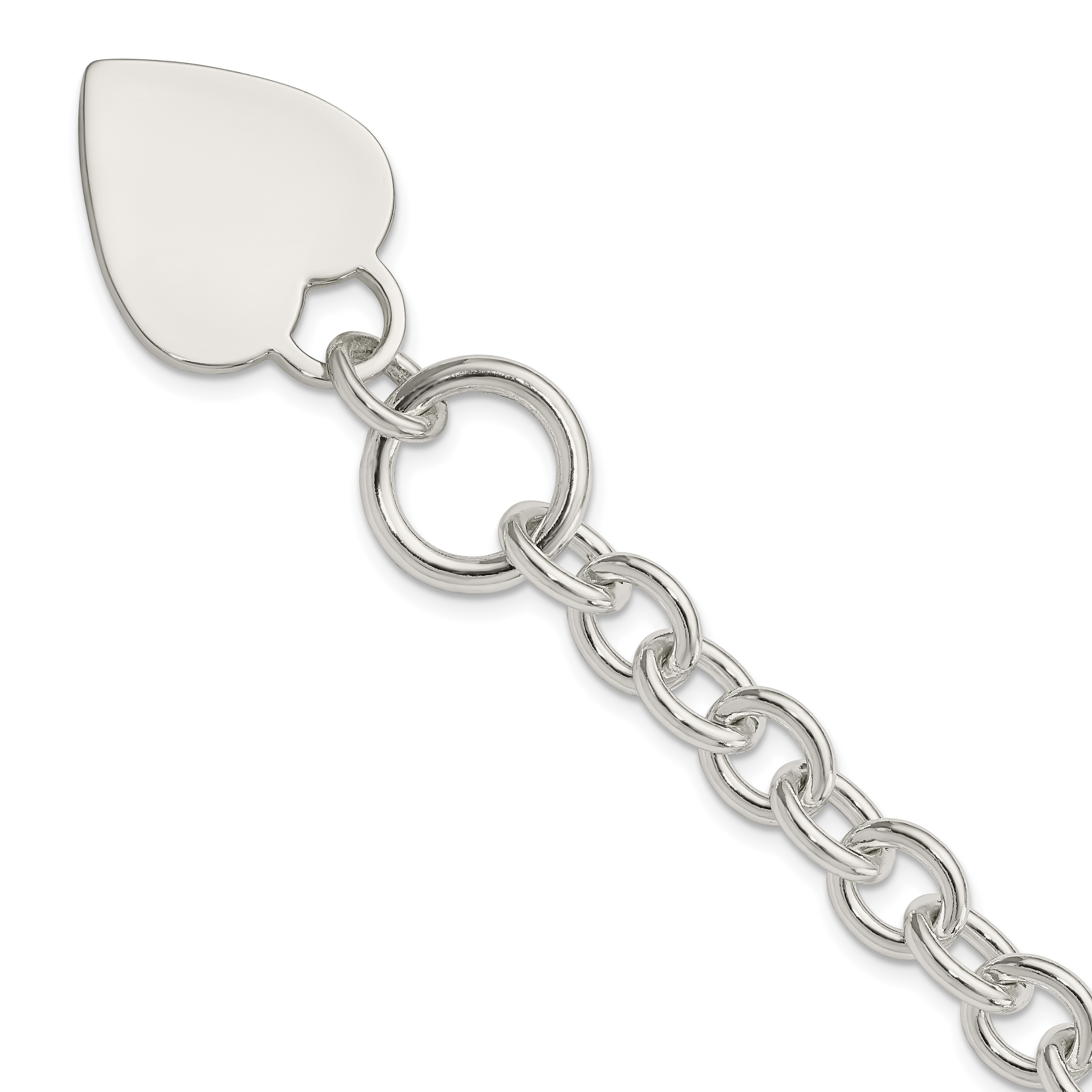 Sterling Silver Engraveable Heart Disc on Fancy Link Toggle Bracelet (QG1161-7.75)