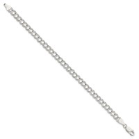 Sterling Silver 5.25mm Solid Double Link Charm Bracelet, 6" view 2