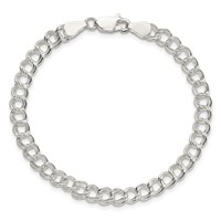 Sterling Silver 5.25mm Solid Double Link Charm Bracelet, 6" view 3