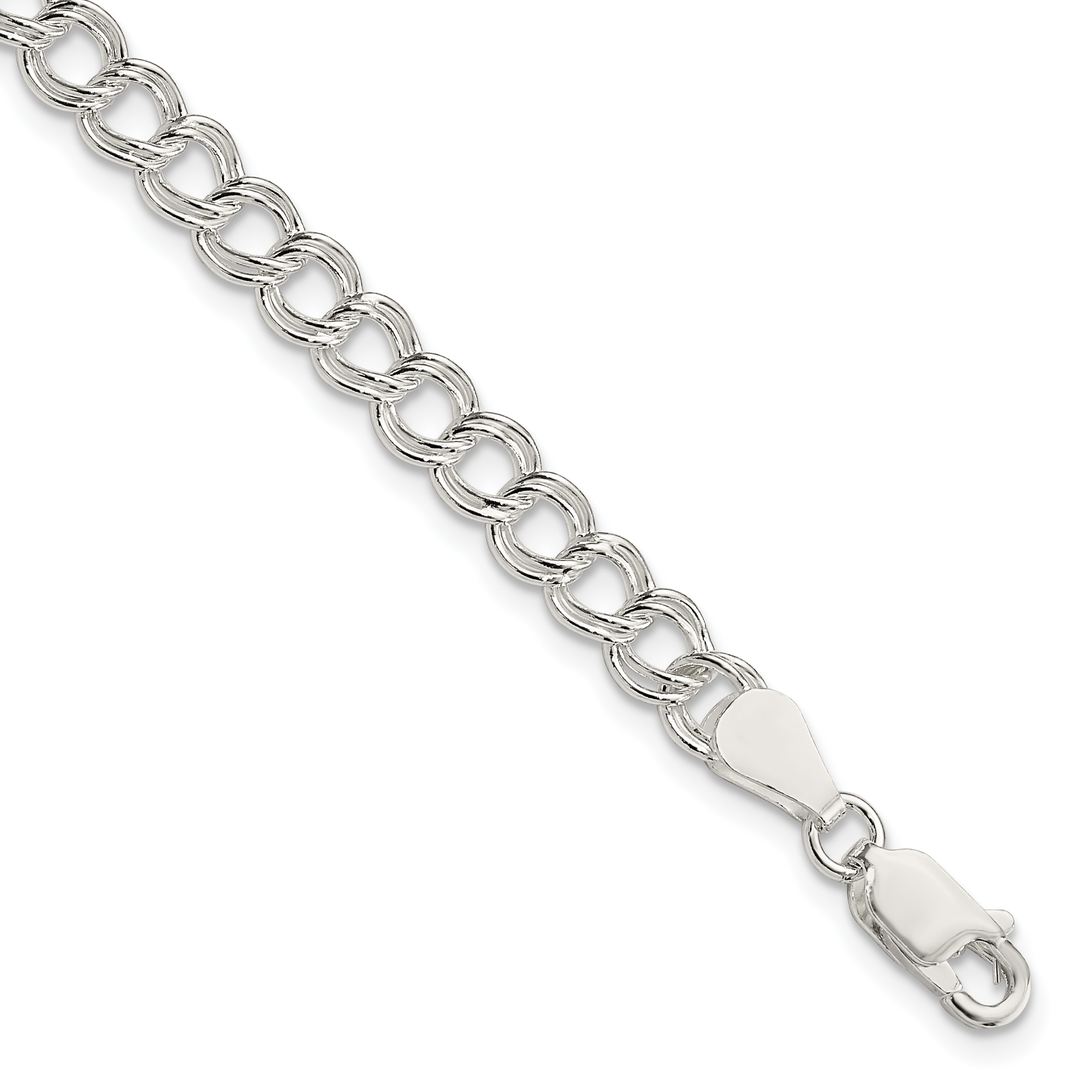 Sterling Silver 5.25mm Solid Double Link Charm Bracelet (QG1162-6)