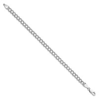 Amore La Vita Sterling Silver Rhodium-plated Solid 5.25mm Double Link Bracelet with Lobster Clasp Charm, 8" view 2