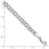 Amore La Vita Sterling Silver Rhodium-plated Solid 5.25mm Double Link Bracelet with Lobster Clasp Charm, 8" view 3