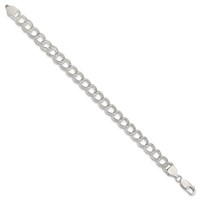 Sterling Silver 7.75mm Solid Double Link 6 Inch Charm Bracelet view 2
